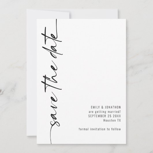 Minimalistische kalligrafie QR-code elke kleur bru Save The Date (Voorkant)