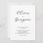 Minimalistische kalligrafie QR-code RSVP Wedding Kaart (Voorkant)