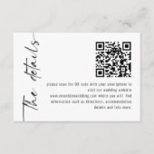 Minimalistische kalligrafie QR Code Wedding Detail Informatiekaartje (Voorkant)