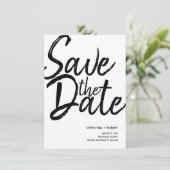 Minimalistische kalligrafie redt de moderne dag save the date (Staand voorkant)