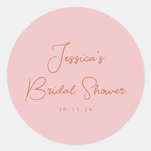 Minimalistische kalligrafie Roze bruidsfeest  Ronde Sticker (Voorkant)