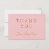 Minimalistische kalligrafie Roze Bruiloftsfeest Pl Bedankkaart (Voorkant)