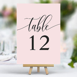 Minimalistische kalligrafie roze trouwtafel kaart