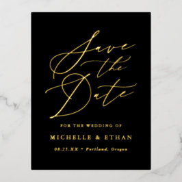 Minimalistische kalligrafie Save the Date Folie Uitnodiging Briefkaart
