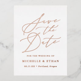 Minimalistische kalligrafie Save the Date Folie Uitnodiging Briefkaart