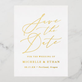 Minimalistische kalligrafie Save the Date Folie Uitnodiging Briefkaart