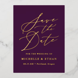 Minimalistische kalligrafie Save the Date Folie Uitnodiging Briefkaart