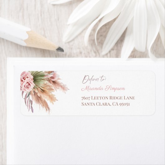 Minimalistische kalligrafie script boho pampagras etiket (Insitu)