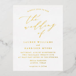 Minimalistische kalligrafie script bruiloft folie uitnodiging briefkaart
