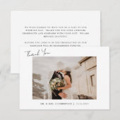 Minimalistische kalligrafie script bruiloft foto bedankkaart (Voorkant / Achterkant)