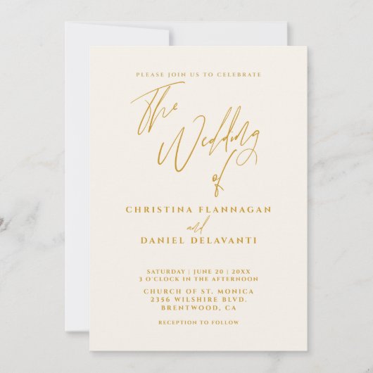 Minimalistische kalligrafie script de bruiloft van kaart (Voorkant)