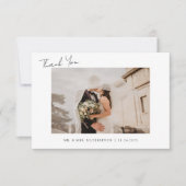 Minimalistische kalligrafie script huwelijksfoto bedankkaart (Voorkant)