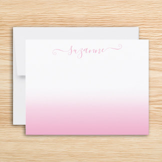 Minimalistische kalligrafie script licht roze ombr notitiekaartje