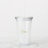 Minimalistische kalligrafie Script Naam Gouden Kle Acryl Drinkbeker (Voorkant)