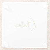 Minimalistische kalligrafie Script Naam Gouden Kle Glazen Onderzetter (Achterkant)