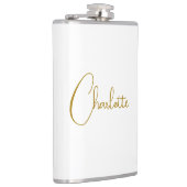 Minimalistische kalligrafie Script Naam Gouden Kle Heupfles (Rechts)