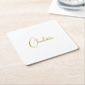 Minimalistische kalligrafie Script Naam Gouden Kle Kartonnen Onderzetters (Schuin)