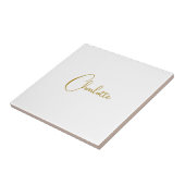Minimalistische kalligrafie Script Naam Gouden Kle Tegeltje (Zijkant)