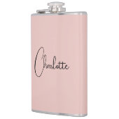 Minimalistische kalligrafie Script naam Roos Gold Heupfles (Links)