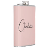 Minimalistische kalligrafie Script naam Roos Gold Heupfles (Rechts)