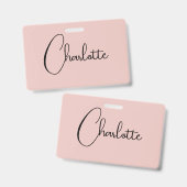 Minimalistische kalligrafie script naam rose goud badge (Voor- en achterkant)