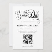 Minimalistische kalligrafie script QR-code 3 foto  Save The Date (Voorkant)