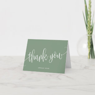 Minimalistische kalligrafie script saliegroen bedankkaart