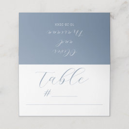 Minimalistische kalligrafie script Stofblauw Huwel Plaatskaartje