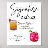 Minimalistische kalligrafie Signature Drink bruilo Poster (Voorkant)