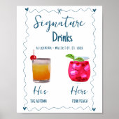 Minimalistische kalligrafie Signature Drink bruilo Poster (Voorkant)