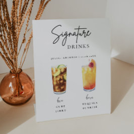 Minimalistische kalligrafie Signature Drink bruilo Reclamebord Met Voetstuk