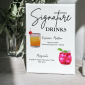 Minimalistische kalligrafie Signature Drink bruilo Reclamebord Met Voetstuk