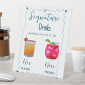 Minimalistische kalligrafie Signature Drink bruilo Reclamebord Met Voetstuk (Insitu)