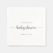 Minimalistische kalligrafie Silver Baby shower Nap Servet (Voorkant)
