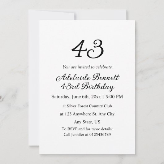 Minimalistische kalligrafie tekst verjaardagsfeest kaart (Achterkant)