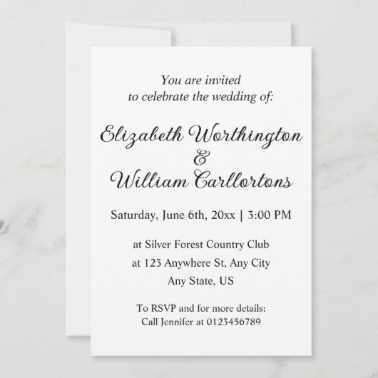 Minimalistische kalligrafie tekstuitnodiging kaart (Achterkant)