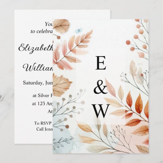 Minimalistische kalligrafie tekstuitnodiging kaart (Voorkant / Achterkant)