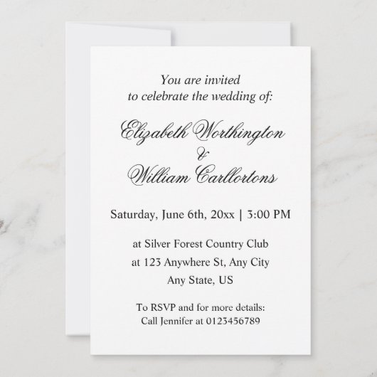 Minimalistische kalligrafie tekstuitnodiging kaart (Achterkant)