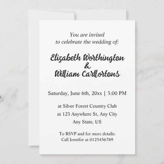 Minimalistische kalligrafie tekstuitnodiging kaart (Achterkant)