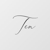 Minimalistische kalligrafie Tien Tafelnummer Raamsticker (Vel)