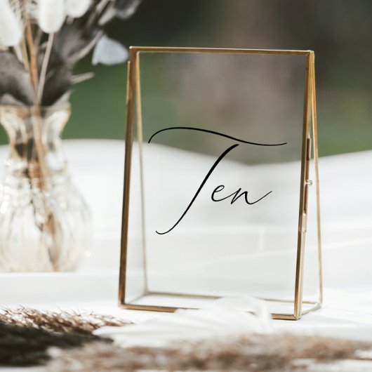 Minimalistische kalligrafie Tien Tafelnummer Raamsticker