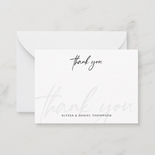 Minimalistische Kalligrafie Trouwen Eenvoudige dan Notitiekaartje (Voorkant)