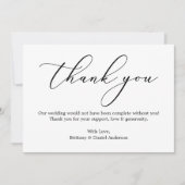 Minimalistische Kalligrafie Trouwfoto Bedankkaart (Voorkant)