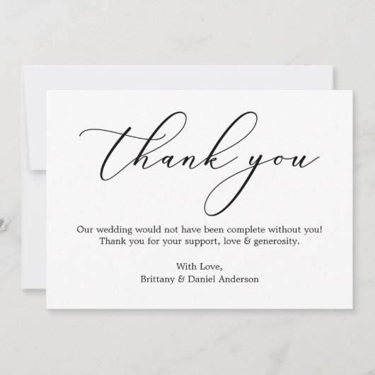 Minimalistische Kalligrafie Trouwfoto Bedankkaart (Voorkant)