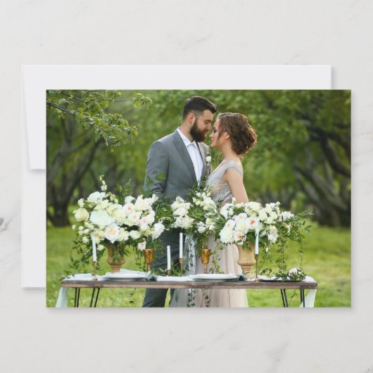 Minimalistische Kalligrafie Trouwfoto Bedankkaart (Achterkant)