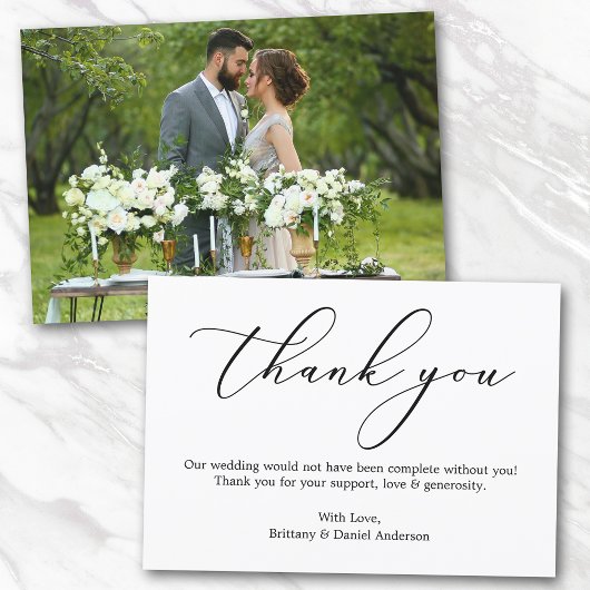 Minimalistische Kalligrafie Trouwfoto Bedankkaart