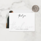 Minimalistische Kalligrafie Trouwfoto Eenvoudige d Notitiekaartje (Voorkant / Achterkant in situ)