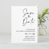Minimalistische kalligrafie trouwkaart 'Save The D Kaart (Staand voorkant)