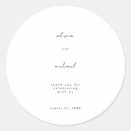 Minimalistische kalligrafie trouwsticker ronde sticker