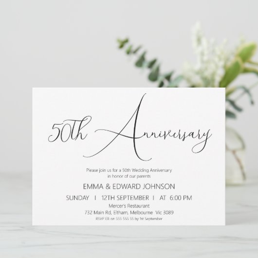 Minimalistische kalligrafie, uitnodiging voor het  (Staand voorkant)